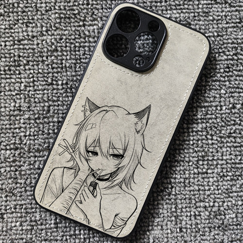 尼古丁猫猫尼古喵喵周边布纹手机壳适用iphone17promax苹果16p华为mate70小米17红米K80一加13iqoo15VIVOoppo