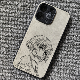 线条莉可丽丝锦木千束动漫周边布纹手机壳适用iphone16苹果15华为P70荣耀400小米14红米K80一加ace5iqooneo10