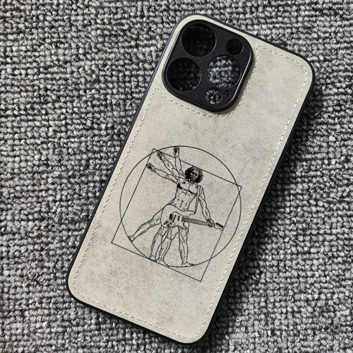 音乐摇滚达芬奇维特鲁威人布纹手机壳适用iphone17苹果16华为mate60小米15一加ace5红米k80至尊iqoo13荣耀400