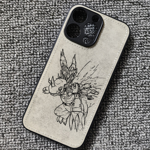 数码宝贝亚古兽线稿动漫布纹手机壳适用iphone16苹果15华为P70荣耀90小米14红米K80一加ace3prooppofindx8s20