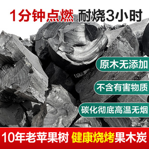 烧烤炭易燃果木碳无烟家用原木木炭户外速燃耐烧高温烤串围炉煮茶