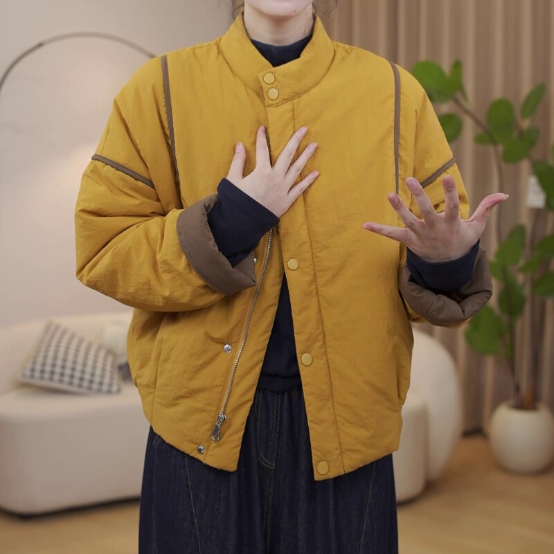 时尚百搭保暖短款棉服女2025秋冬季新款洋气宽松显瘦立领棉衣外套