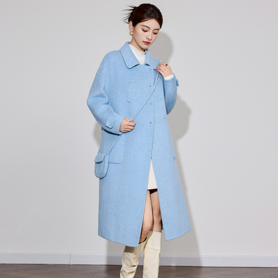 双面羊绒大衣女中长款2025秋冬新款韩系减龄通勤小个子羊毛呢外套