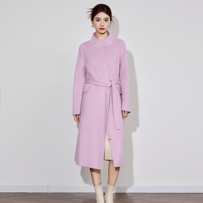 双面羊绒大衣女中长款2025秋冬新款韩系高级感气质立领羊毛呢外套