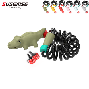SUSEMSE潮流硅胶鳄鱼弹簧自行车锁多功能儿童防盗锁便携骑行装 备