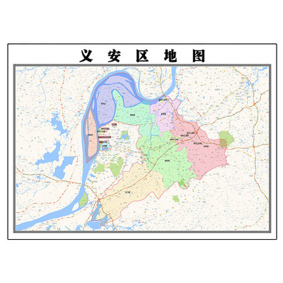 义安区地图1.15m安徽省铜陵市折叠版客厅装饰画沙发背景墙壁画