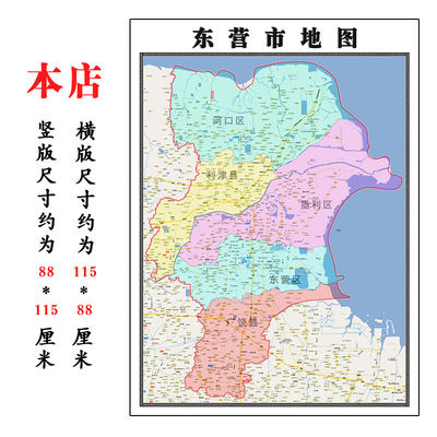 东营市地图1.15m山东省折叠版会议办公室装饰画客厅书房背景画