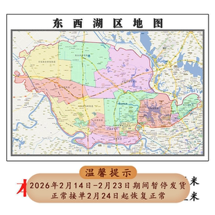 东西湖区地图1.15cm湖北省武汉市折叠版装饰画会议室客厅书房壁画