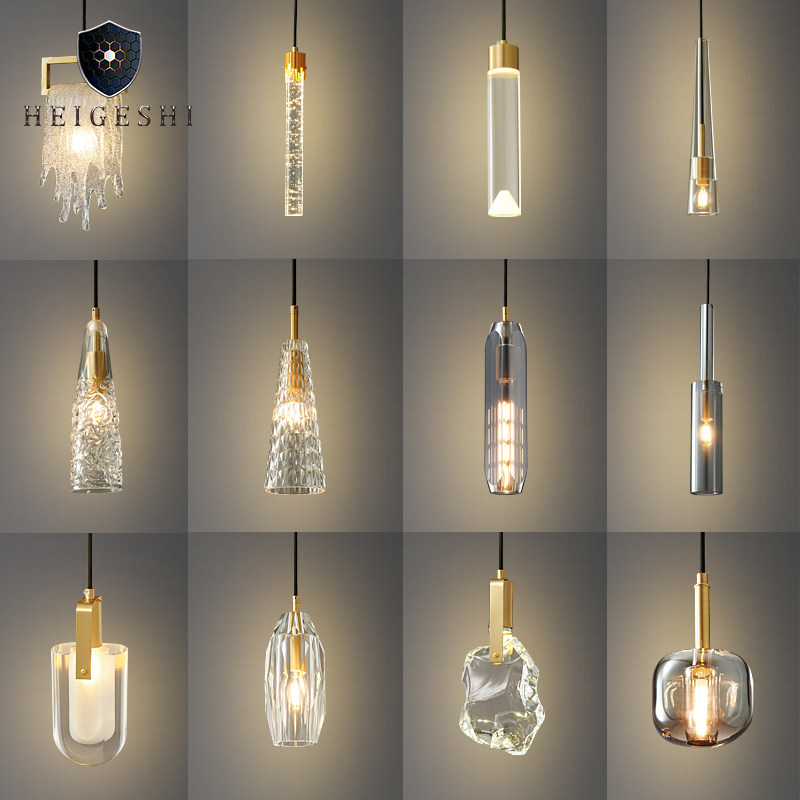 后现代简约轻奢卧室床头单头全铜水晶小吊灯创意个性餐厅吧台装饰