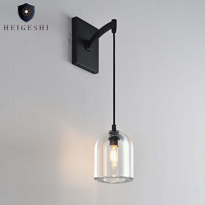 美式乡村全铜复古玻璃壁灯中古风简约走廊过道设计师古铜色壁灯