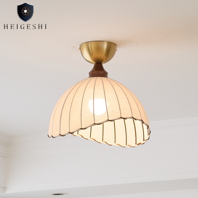 中古风创意吸顶灯过道灯布艺餐厅吧台灯阳台玄关法式复古LED灯具