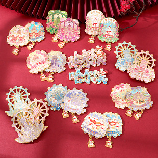 山城文创丨哈尔滨文创纪念品冰雪大世界金属旋转索菲亚教堂冰箱贴