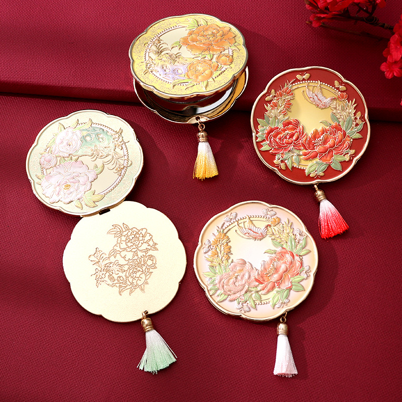 山城文创丨洛阳牡丹古典中国风折叠便携化妆镜送女生闺蜜生日礼物