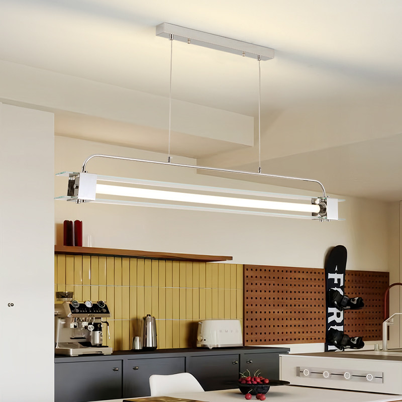 设计师餐厅岛台吊灯创意餐桌吧台工作室极简一字长条玻璃马扎吊灯