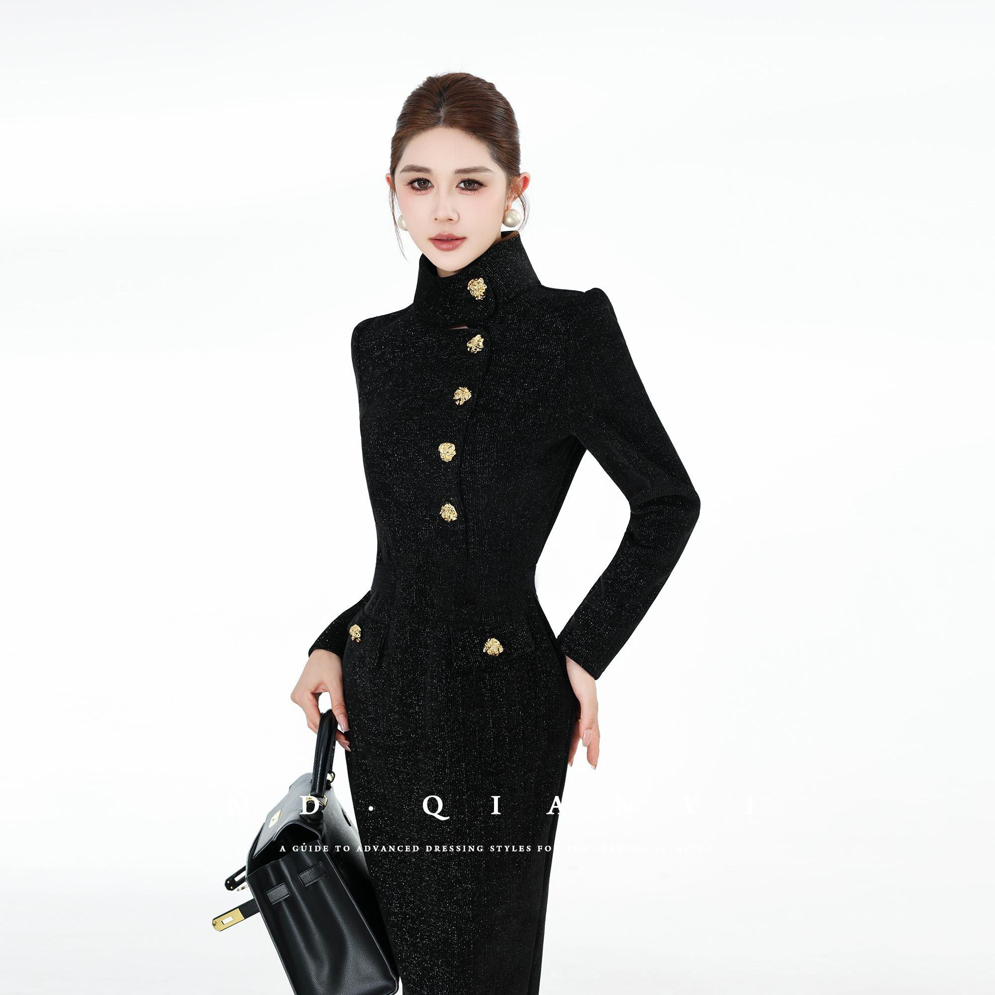 MD千亿【深情不变】2025冬季休闲百搭显瘦收腰复古连衣裙