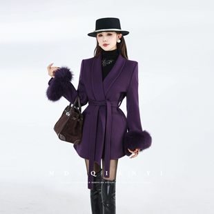 时尚 MD千亿 外套女装 2025冬季 百搭羊毛毛呢外套 紫陌流光
