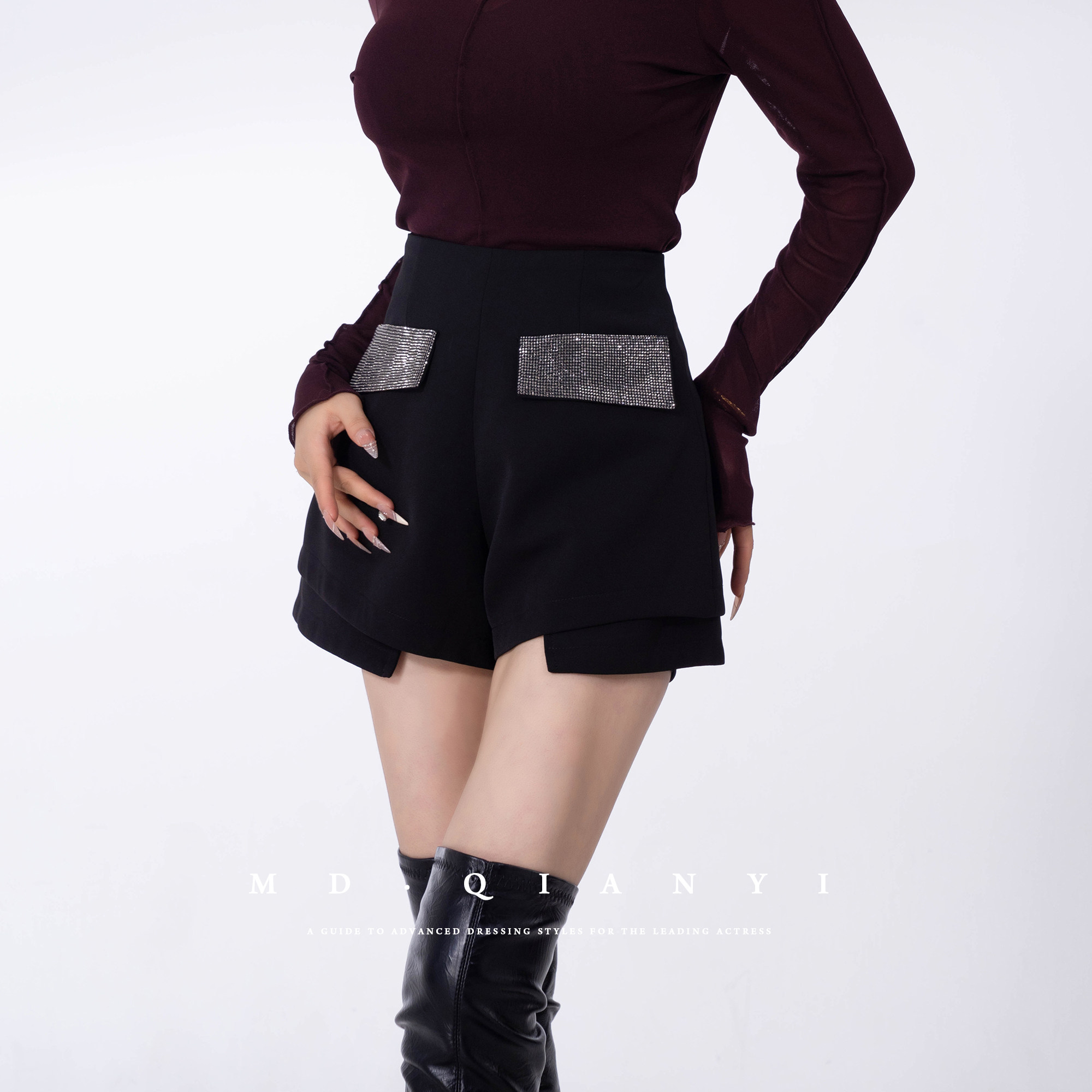 【MD千亿】2025秋季新款显瘦气质女装休闲百搭拼接短裤,女装/女士精品,休闲裤,淘宝优惠券,粉丝福利购,淘宝优惠卷