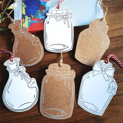 复古牛皮空白漂流瓶许愿卡吊牌标签DIY小卡片许愿墙装饰