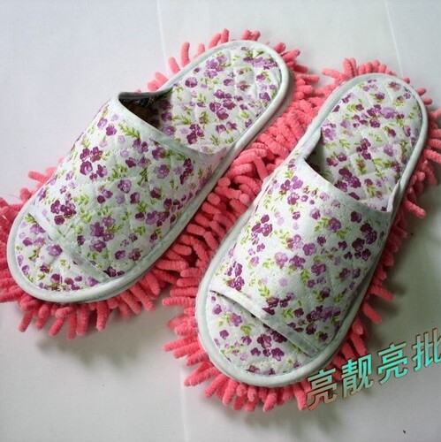 包邮 室内静音防滑开口可拆洗擦地拖鞋雪尼尔懒人拖鞋 拖地家居鞋 - 封面