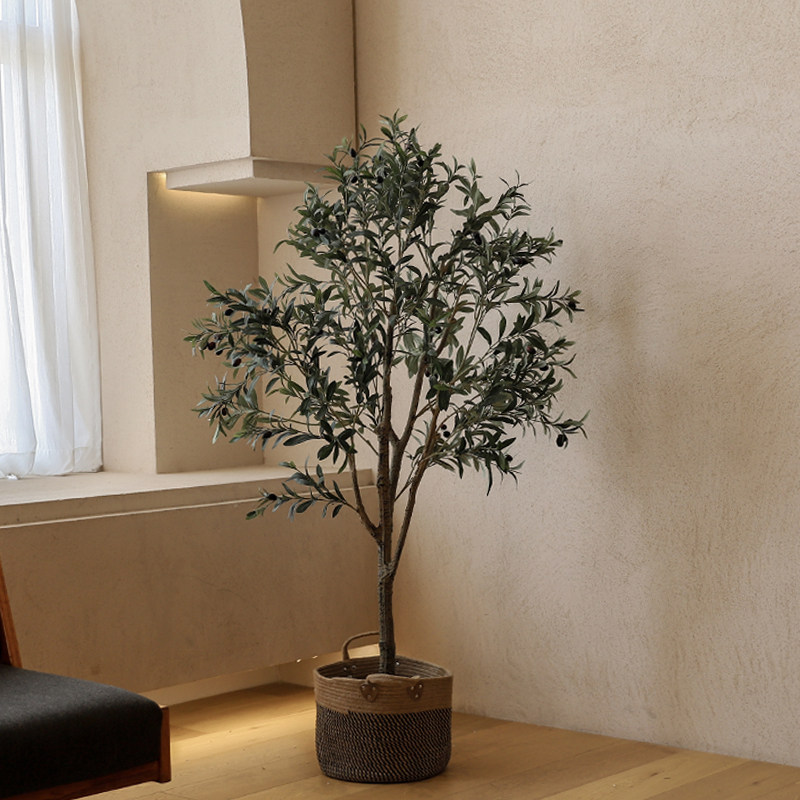 森空间仿真植物装饰落地大盆栽绿植橄榄树北欧风室内客厅盆景假树