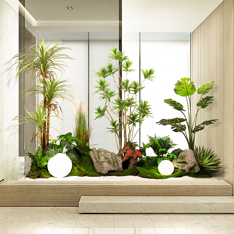 仿真绿植室内落地大型造景植物百合竹景观盆栽花艺空间定制装饰