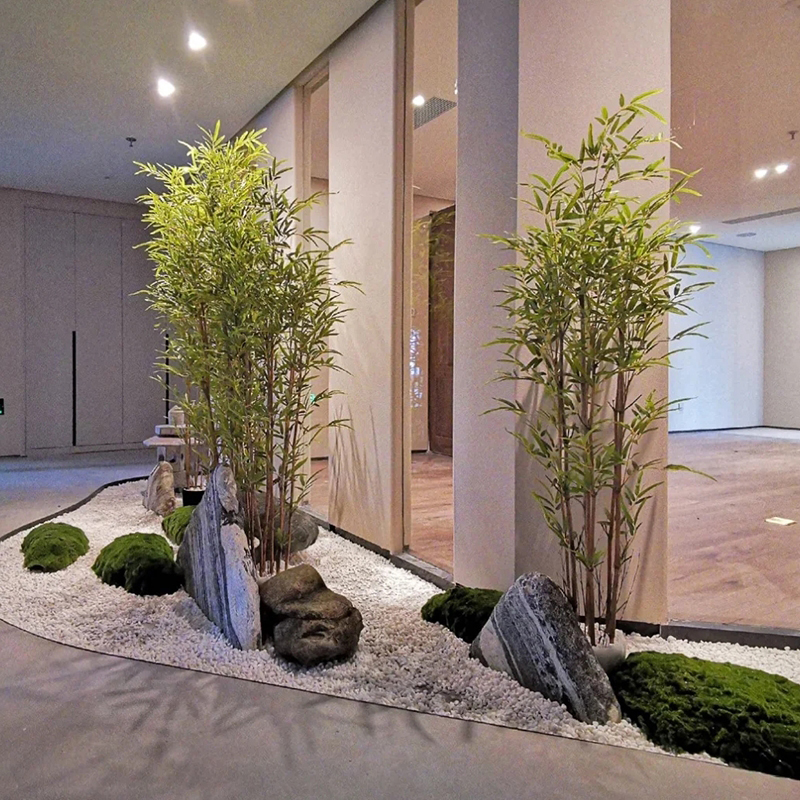 仿真竹子落地花艺软装角落造景搭配设计商场会所加密假毛竹景观