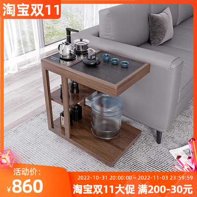 简约全实木茶桌组合家用多功能边几柜阳台功夫泡茶台可移动小茶桌