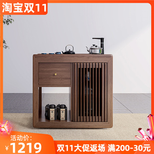简约全实木阳台茶桌可移动泡茶台烧水一体小型乌金石功夫茶台