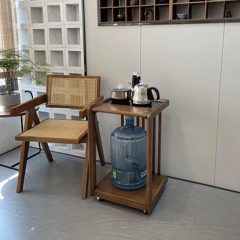 悦居逸彩全实木可移动烧水茶桌
