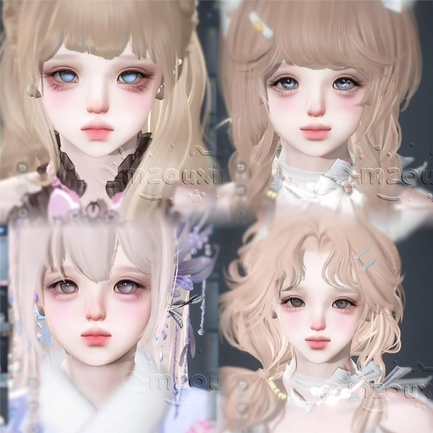 发4 莓巧猫 薄纱樱 诺米糍 铃兰 mzouxii  逆水寒手游捏脸女通用