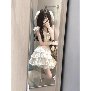 法式 小个子蝴蝶结收腰在逃公主 甜美小飞袖 碎花连衣裙女夏季