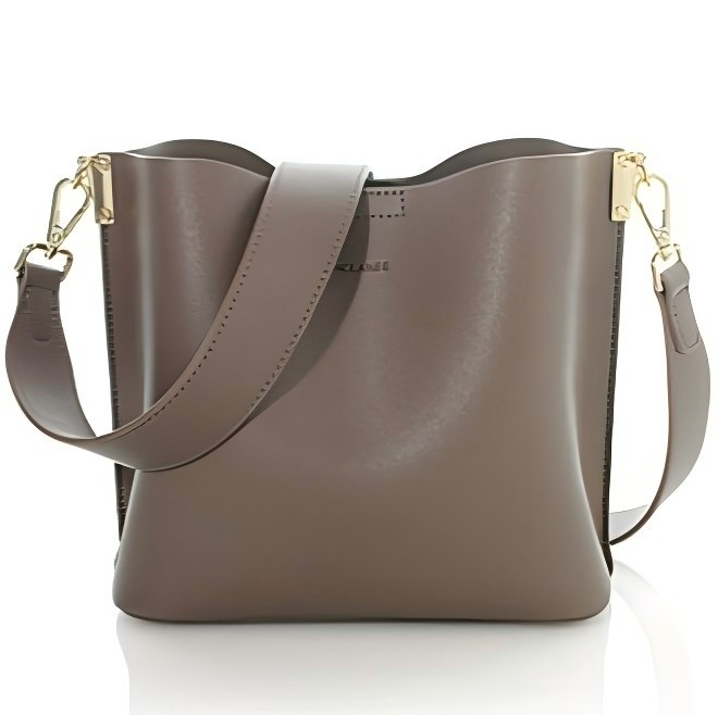 韩国直邮正品 MCLANEE纯色皮革拉链水桶包 深米色 11色,箱包皮具/热销女包/男包,腋下包,淘宝优惠券,粉丝福利购,淘宝优惠卷