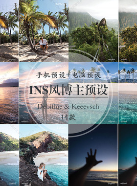 89007-LR预设色调手机APP滤镜ins博主旅行城市街拍人像夏威夷风情
