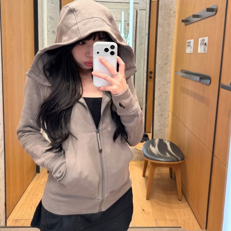 LuLu抓绒修身连帽卫衣外套瑜伽