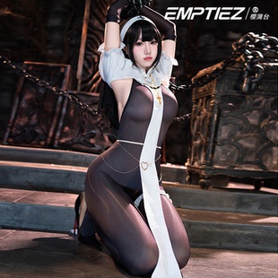 内衣 樱蒲台cosplay性感暗夜修女服黑丝紧身油亮连体衣cos制服套装