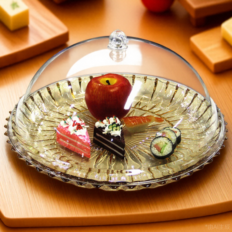 水晶玻璃带盖子的水果盘
