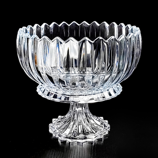 水晶玻璃碗水果盘高脚果盘客厅家用轻奢高端高级感高颜值大号透明