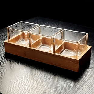 酒店早餐咸菜器皿小料台火锅容器方形玻璃凉菜盘自助餐小菜展示盒