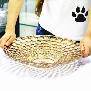 水晶玻璃果盘水果盘大号凉菜商用酒店专用自助餐展示盘子精致超大