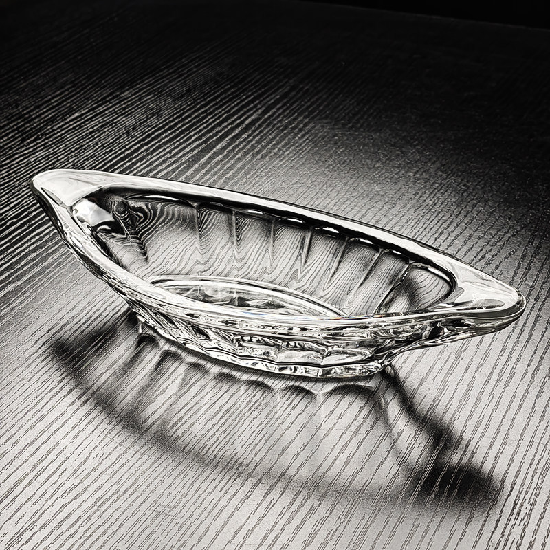 水晶玻璃盘香蕉船碗木瓜雪蛤餐具布丁碟船型盘子果盘椭圆水果托盘