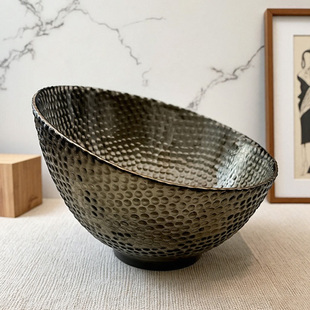 2025新款水晶玻璃水果碗斜口果盘捞汁轻奢高档高级感精致沙拉盘