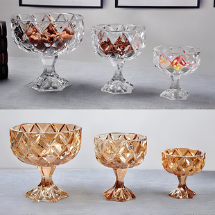 水晶玻璃碗果盘高脚杯水果盘小干果盒糖果碟托盘盆小碗容器高颜值