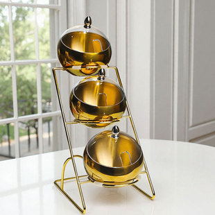 火锅店自助餐调料架三层容器小菜展示盒咸菜碗带盖商用小料台架子