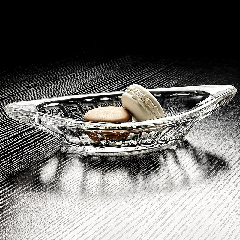 水晶玻璃水果盘芒果型布丁船碗小果盘迷你托盘船型盘子香蕉船器皿
