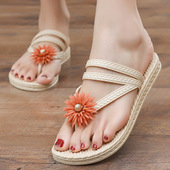 夹脚夹趾花朵仙女风两穿凉鞋 人字拖女士夏休闲时尚 海边沙滩凉拖鞋
