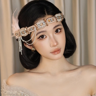 欧阳娜娜同款盖茨比小众复古发饰羽毛小众头饰爵士风礼服舞会配饰