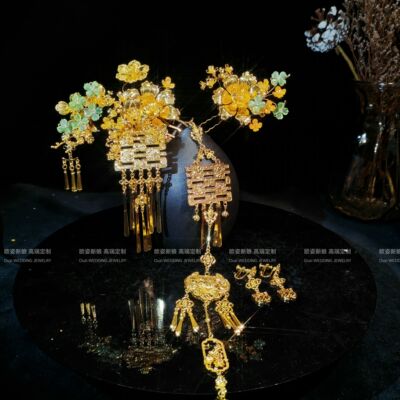 欧姿新品推荐金色系龙凤褂配饰绝绝子设计感发饰新中式发饰11983