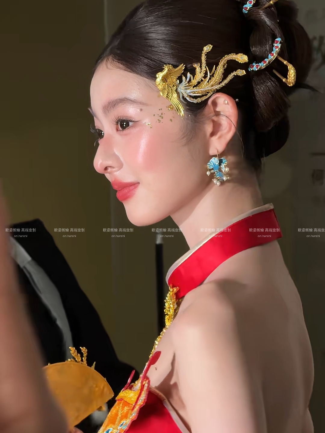 康康老师同款简约凤凰发饰侧边国风旗袍小众头饰新中式跟妆12521