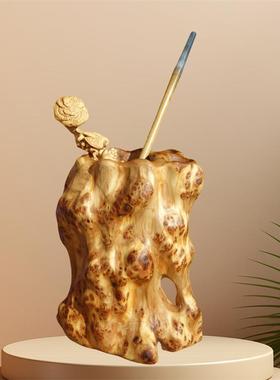 笔筒满瘤疤随行崖柏原木摆件