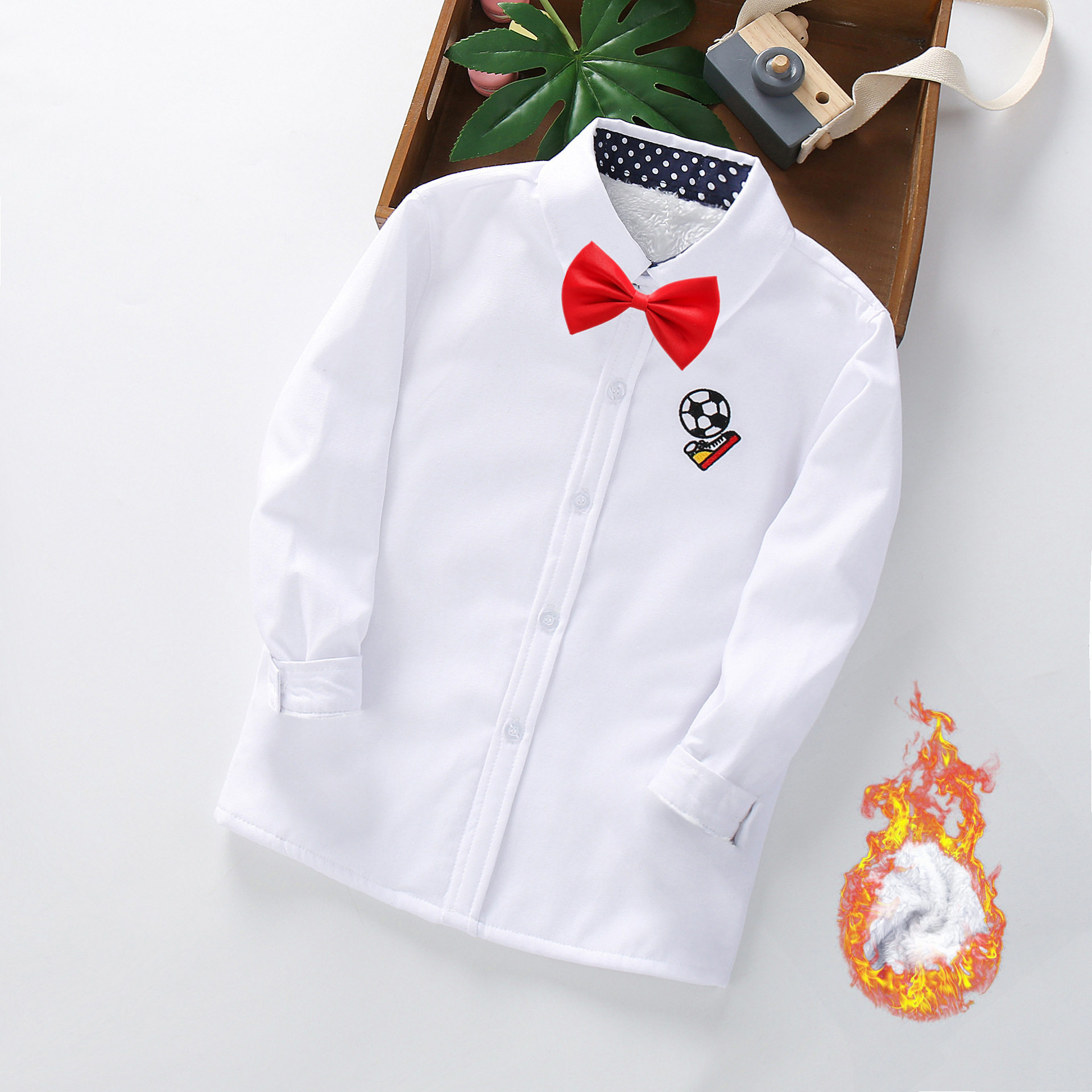 冬装儿童休闲衬衫秋冬男童加绒长袖衬衣2-11岁中小童保暖加厚外套